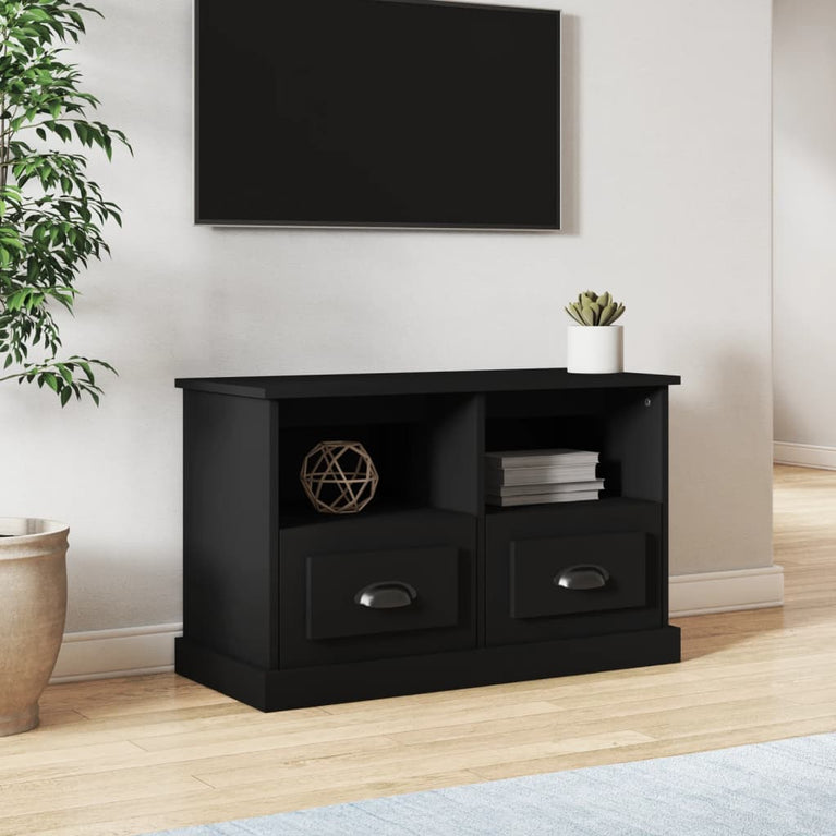 Tv-meubel 80x35x50 cm bewerkt hout zwart MeubelReus