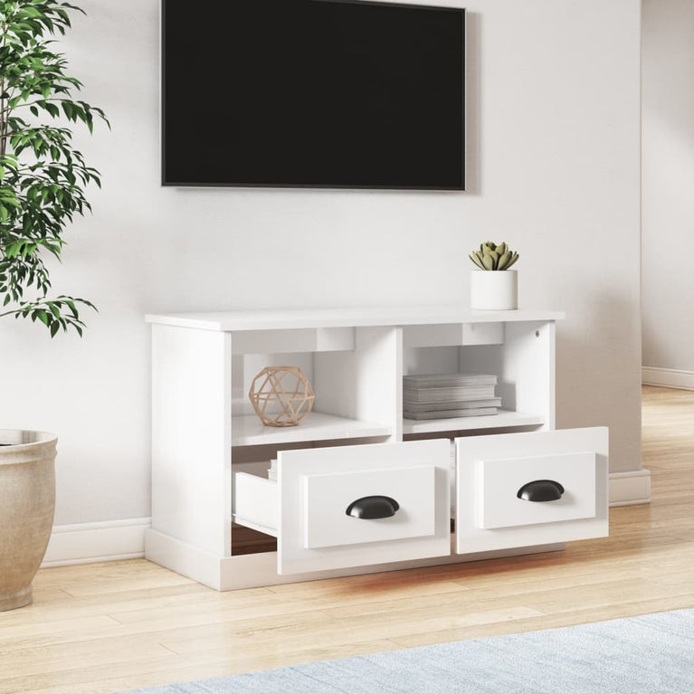 Tv-meubel 80x35x50 cm bewerkt hout hoogglans wit MeubelReus