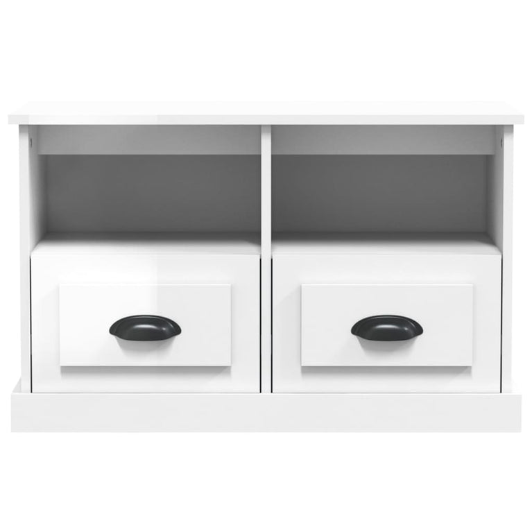 Tv-meubel 80x35x50 cm bewerkt hout hoogglans wit MeubelReus