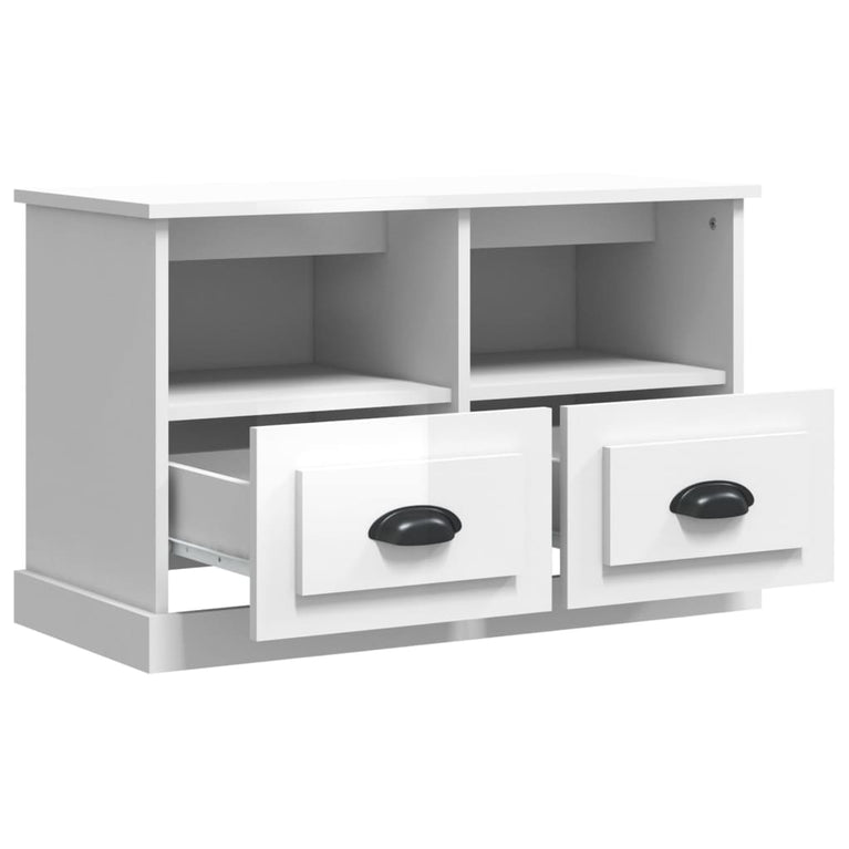 Tv-meubel 80x35x50 cm bewerkt hout hoogglans wit MeubelReus