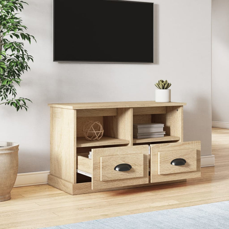 Tv-meubel 80x35x50 cm bewerkt hout sonoma eikenkleurig MeubelReus