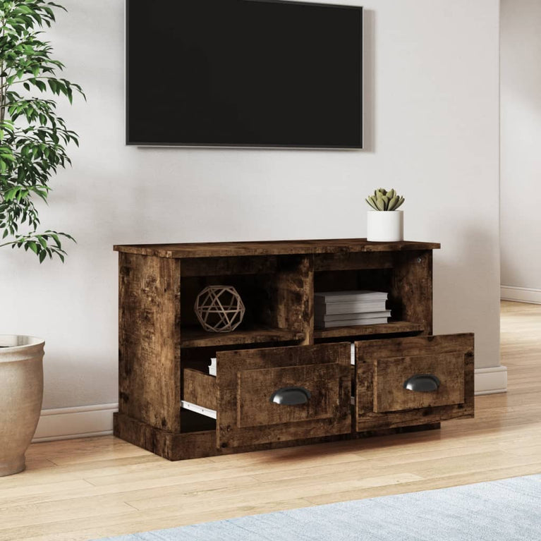 Tv-meubel 80x35x50 cm bewerkt hout gerookt eikenkleurig MeubelReus