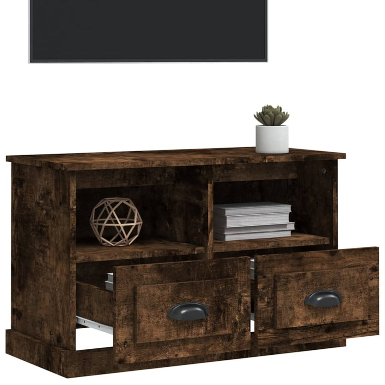 Tv-meubel 80x35x50 cm bewerkt hout gerookt eikenkleurig MeubelReus