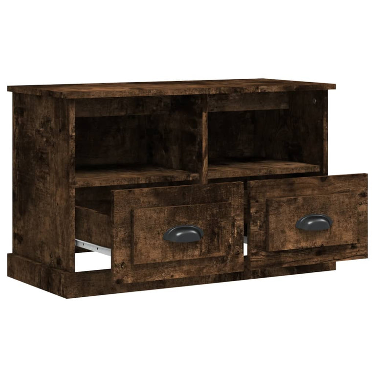 Tv-meubel 80x35x50 cm bewerkt hout gerookt eikenkleurig MeubelReus