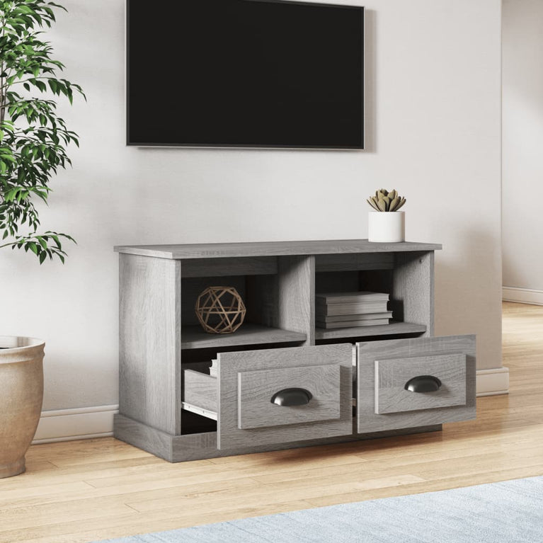 Tv-meubel 80x35x50 cm bewerkt hout grijs sonoma eikenkleurig MeubelReus
