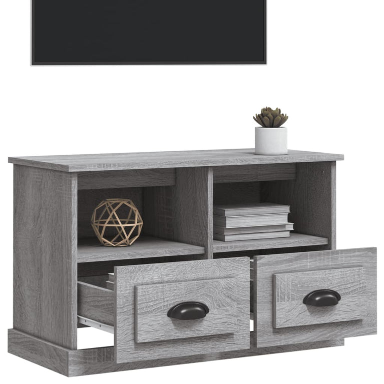 Tv-meubel 80x35x50 cm bewerkt hout grijs sonoma eikenkleurig MeubelReus