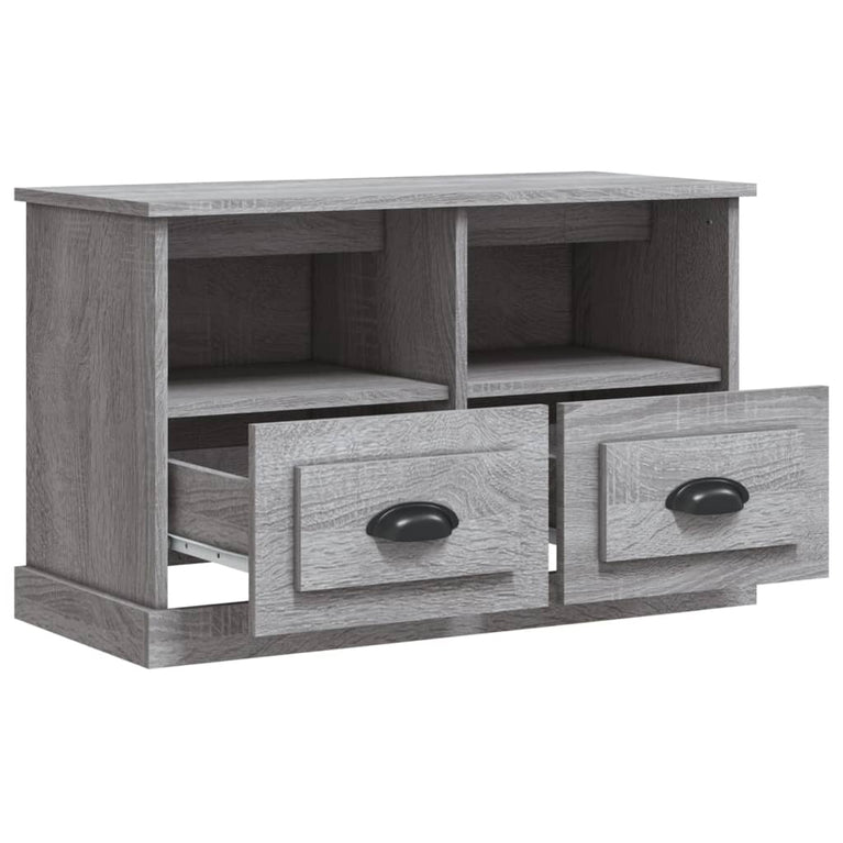 Tv-meubel 80x35x50 cm bewerkt hout grijs sonoma eikenkleurig MeubelReus