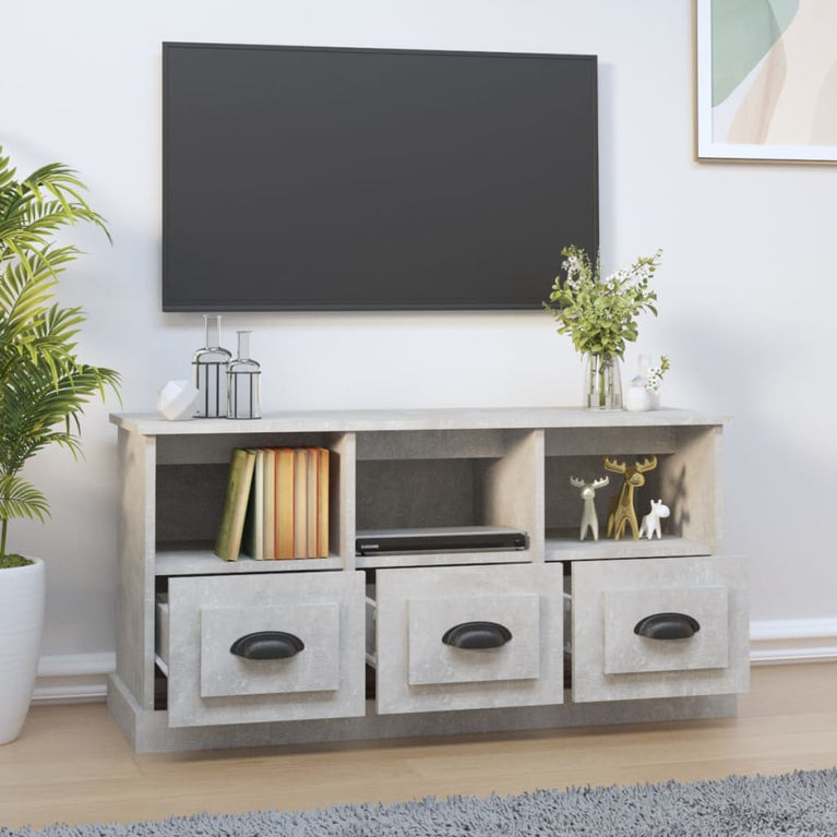 Tv-meubel 100x35x50 cm bewerkt hout betongrijs MeubelReus