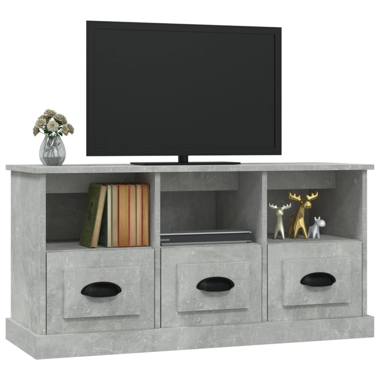 Tv-meubel 100x35x50 cm bewerkt hout betongrijs MeubelReus