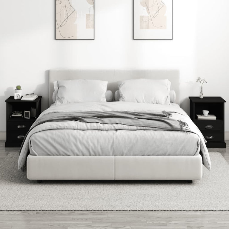 Nachtkastjes 2 st 43x36x60 cm zwart MeubelReus