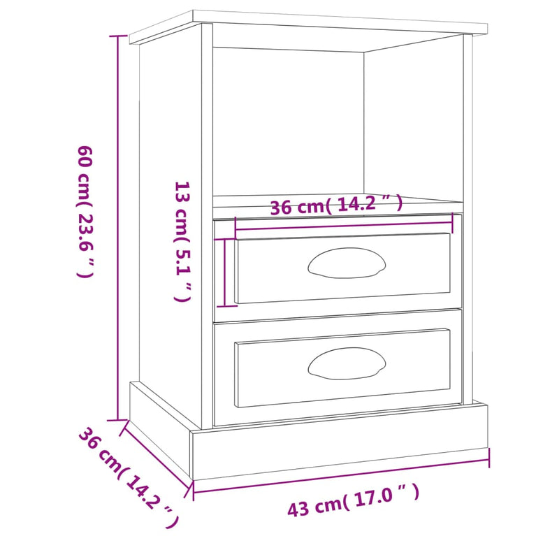 Nachtkastjes 2 st 43x36x60 cm gerookt eikenkleurig MeubelReus