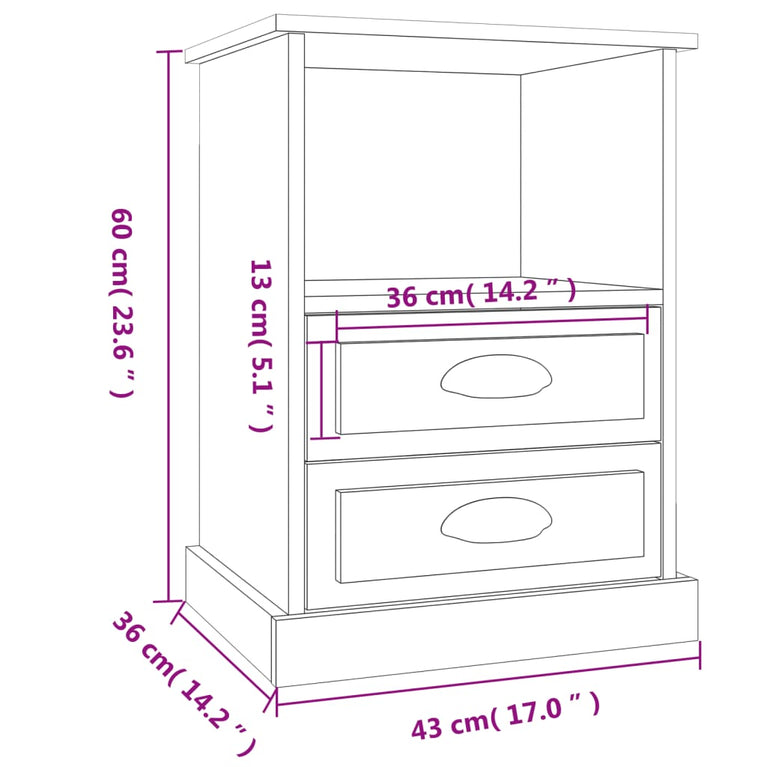Nachtkastjes 2 st 43x36x60 cm grijs sonoma eikenkleurig MeubelReus