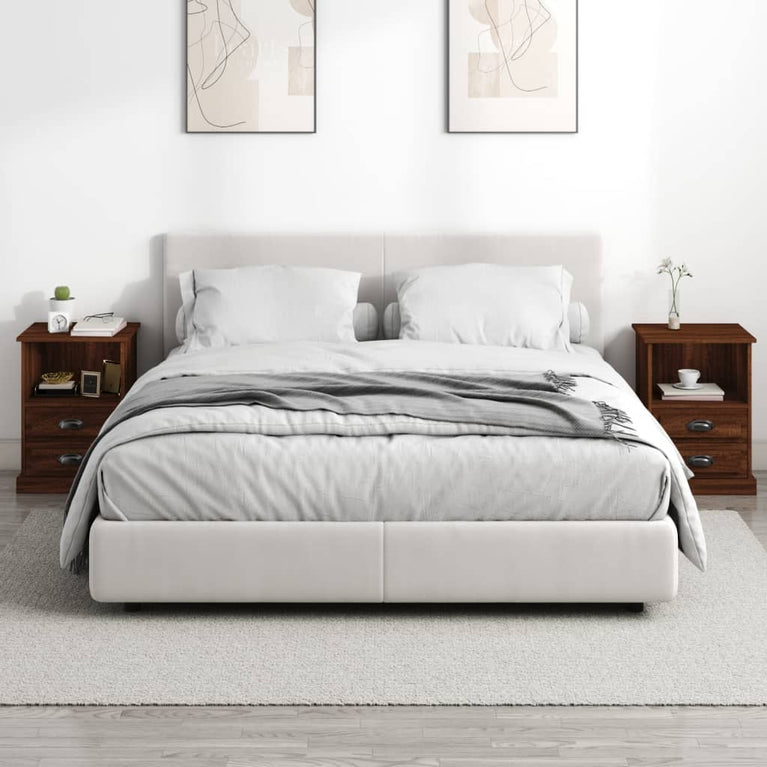 Nachtkastjes 2 st 43x36x60 cm bewerkt hout bruin eikenkleur MeubelReus