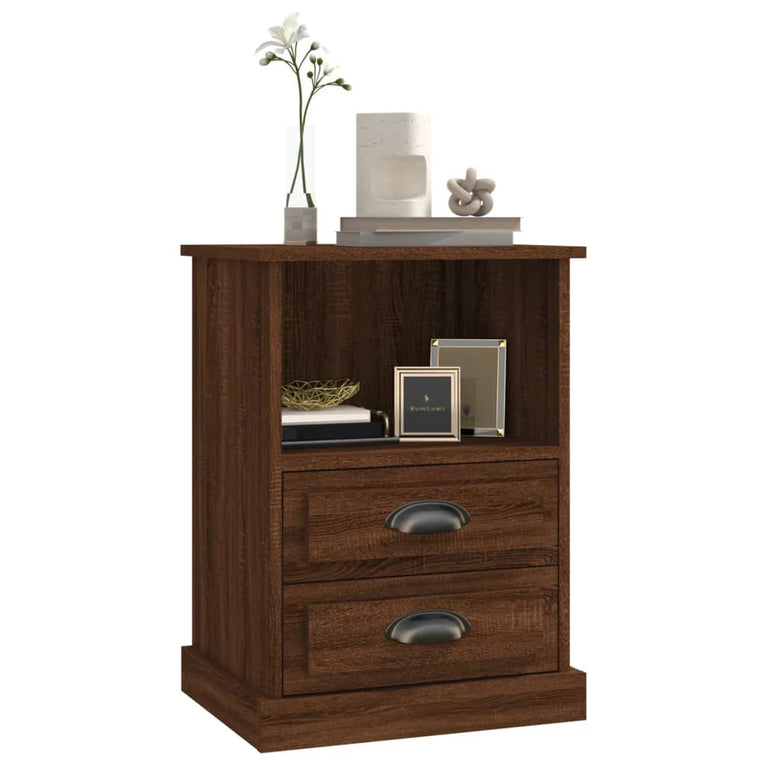 Nachtkastjes 2 st 43x36x60 cm bewerkt hout bruin eikenkleur MeubelReus