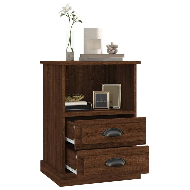 Nachtkastjes 2 st 43x36x60 cm bewerkt hout bruin eikenkleur MeubelReus