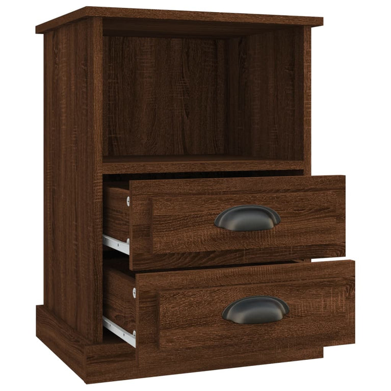 Nachtkastjes 2 st 43x36x60 cm bewerkt hout bruin eikenkleur MeubelReus