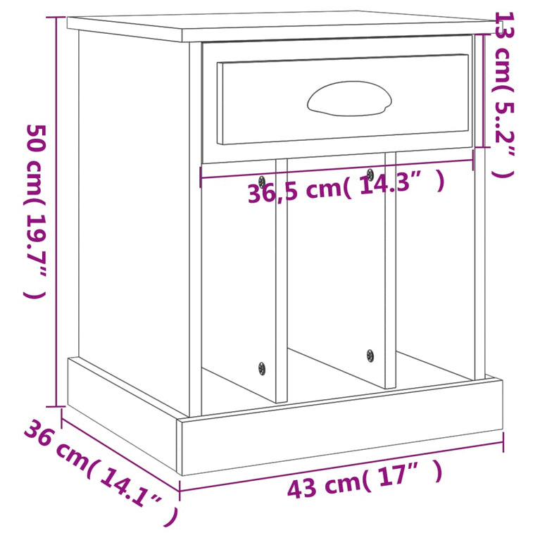 Nachtkastjes 2 st 43x36x50 cm zwart MeubelReus