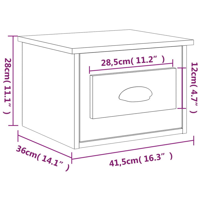 Nachtkastjes 2 st wandgemonteerd 41,5x36x28 cm wit MeubelReus