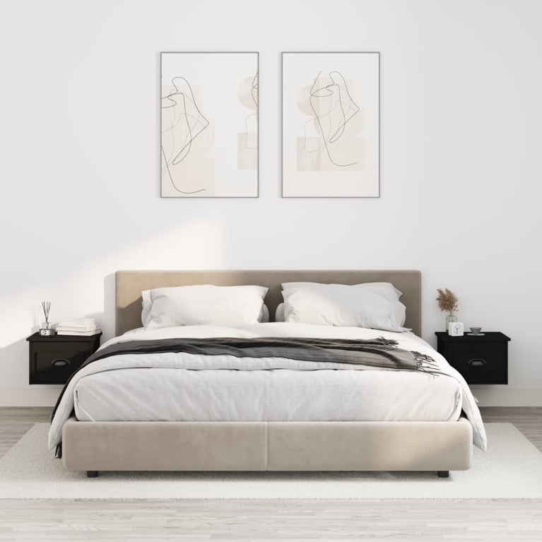 Nachtkastjes 2 st wandgemonteerd 41,5x36x28 cm zwart MeubelReus