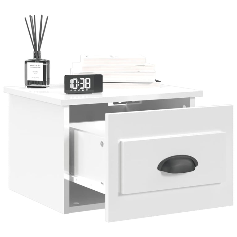 Nachtkastjes 2 st wandgemonteerd 41,5x36x28 cm hoogglans wit MeubelReus