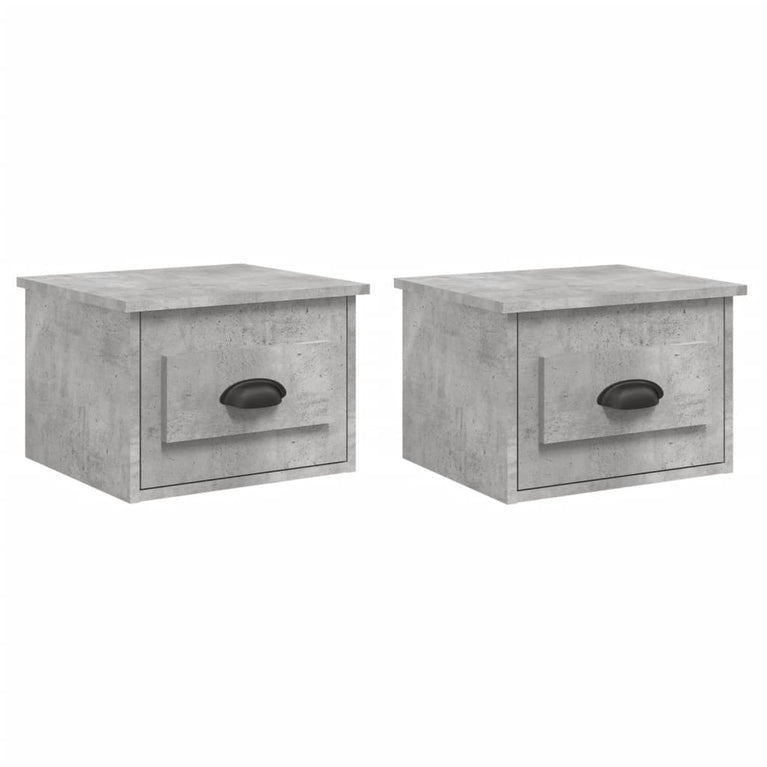 Nachtkastjes 2 st wandgemonteerd 41,5x36x28 cm betongrijs