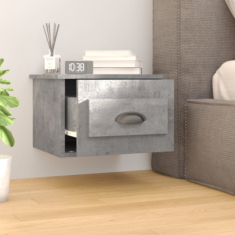 Nachtkastjes 2 st wandgemonteerd 41,5x36x28 cm betongrijs
