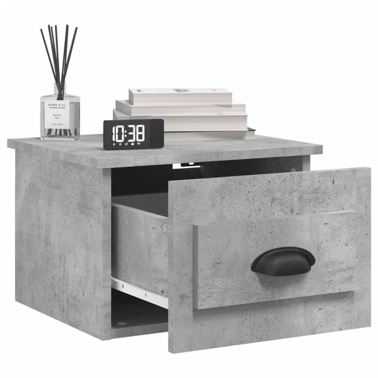 Nachtkastjes 2 st wandgemonteerd 41,5x36x28 cm betongrijs