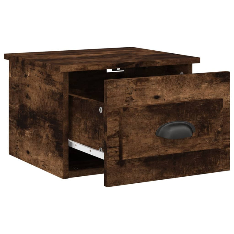 Nachtkastjes 2 st wandgemonteerd 41,5x36x28 cm gerookt eiken MeubelReus