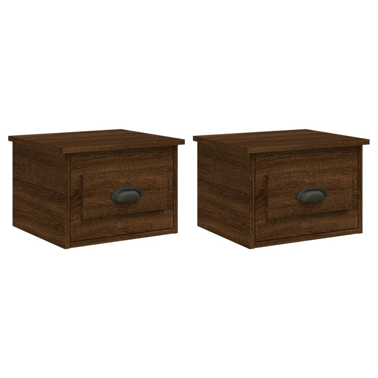 Nachtkastjes 2 st wandgemonteerd 41,5x36x28 cm bruin eikenkleur MeubelReus