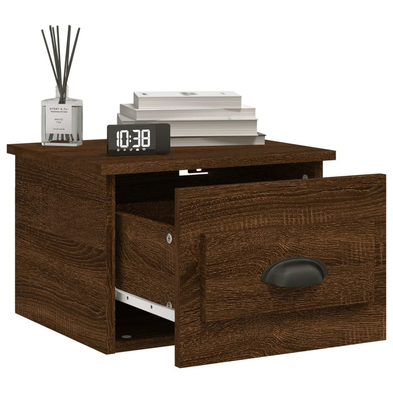 Nachtkastjes 2 st wandgemonteerd 41,5x36x28 cm bruin eikenkleur MeubelReus
