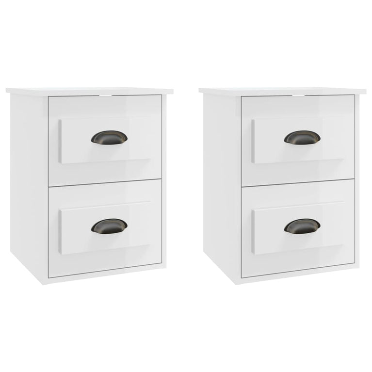 Nachtkastjes 2 st wandgemonteerd 41,5x36x53 cm hoogglans wit MeubelReus