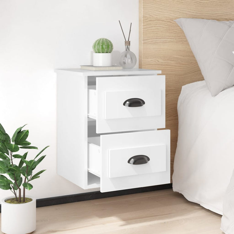 Nachtkastjes 2 st wandgemonteerd 41,5x36x53 cm hoogglans wit MeubelReus