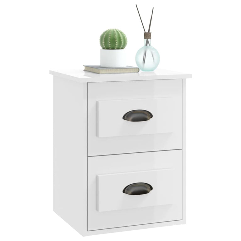 Nachtkastjes 2 st wandgemonteerd 41,5x36x53 cm hoogglans wit MeubelReus