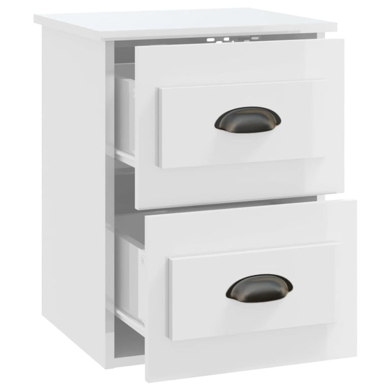 Nachtkastjes 2 st wandgemonteerd 41,5x36x53 cm hoogglans wit MeubelReus