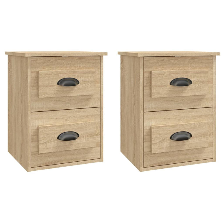 Nachtkastjes 2 st wandgemonteerd 41,5x36x53 cm sonoma eiken MeubelReus