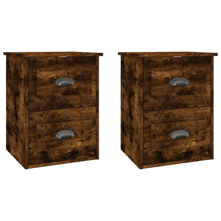 Nachtkastjes 2 st wandgemonteerd 41,5x36x53 cm gerookt eiken MeubelReus