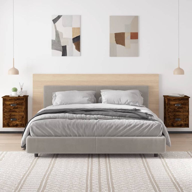 Nachtkastjes 2 st wandgemonteerd 41,5x36x53 cm gerookt eiken MeubelReus