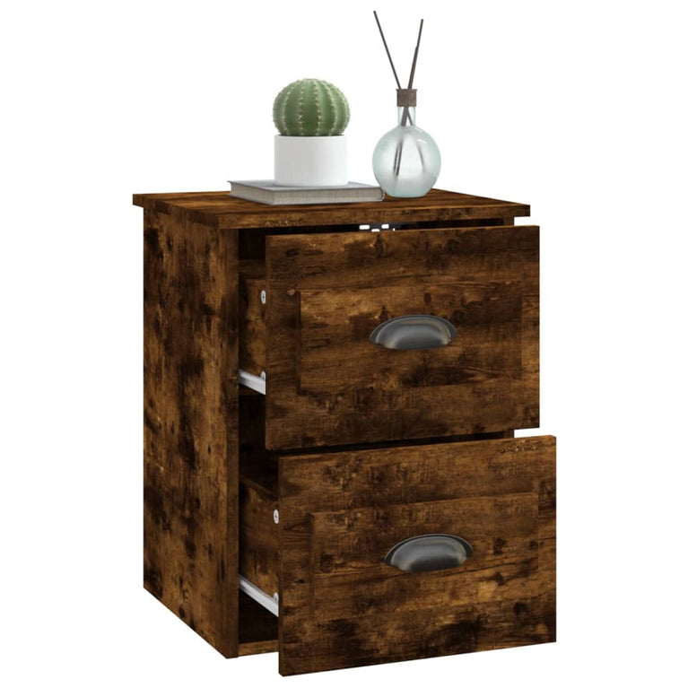 Nachtkastjes 2 st wandgemonteerd 41,5x36x53 cm gerookt eiken MeubelReus