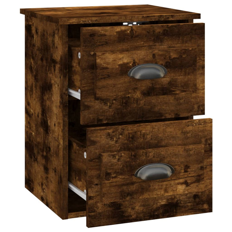 Nachtkastjes 2 st wandgemonteerd 41,5x36x53 cm gerookt eiken MeubelReus