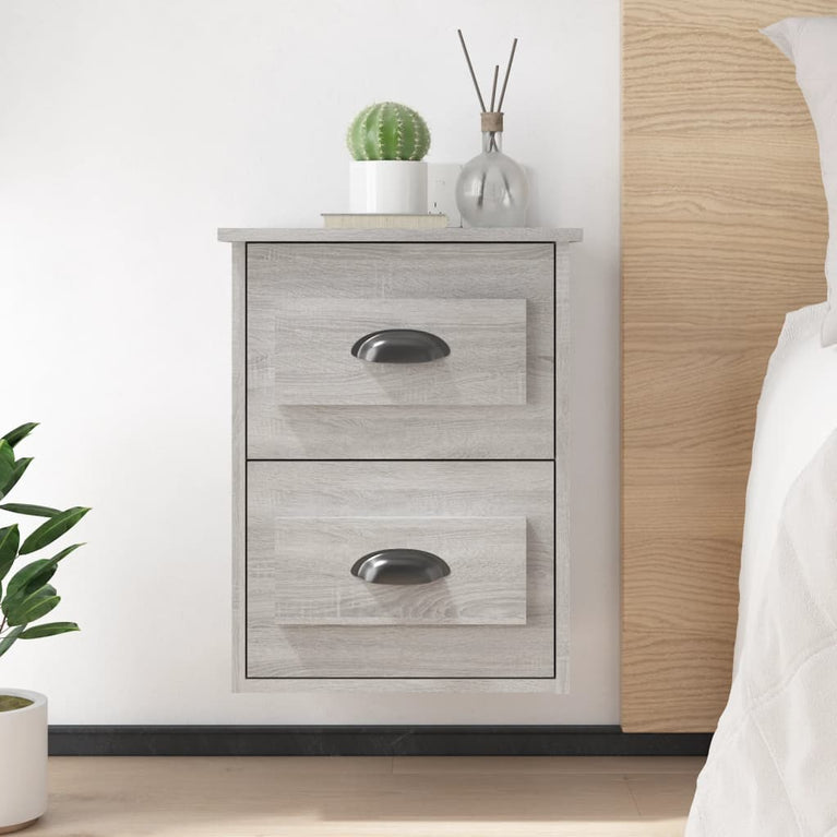 Nachtkastjes 2 st wandgemonteerd 41,5x36x53 cm grijs sonoma MeubelReus