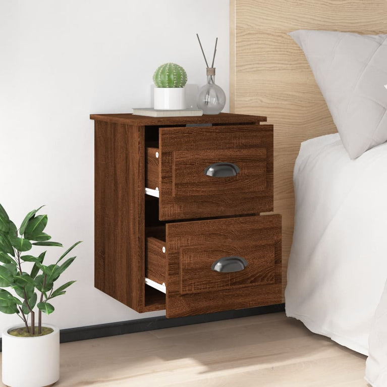 Nachtkastjes 2 st wandgemonteerd 41,5x36x53 cm bruin eikenkleur MeubelReus