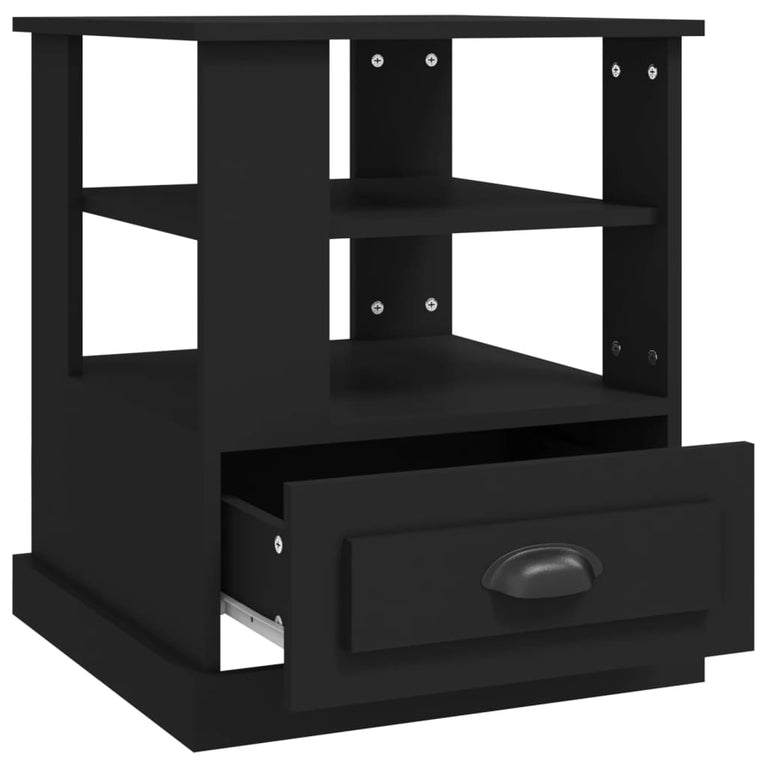 Bijzettafel 50x50x60 cm bewerkt hout zwart MeubelReus
