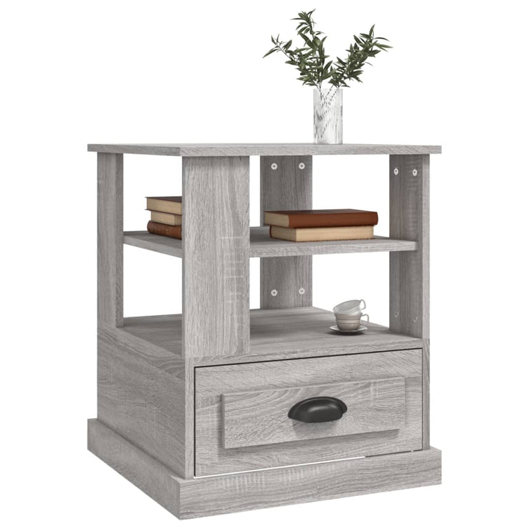 Bijzettafel 50x50x60 cm bewerkt hout grijs sonoma eikenkleurig MeubelReus