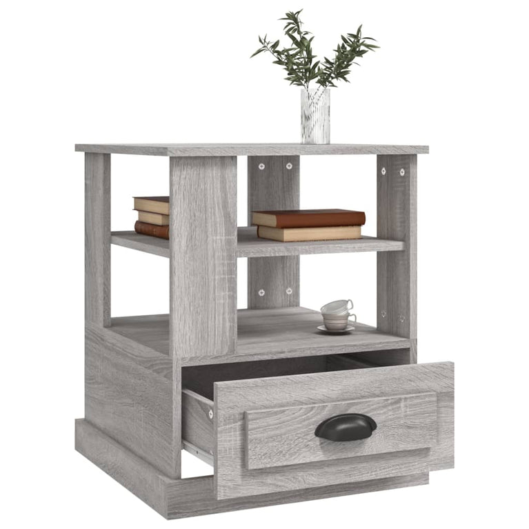 Bijzettafel 50x50x60 cm bewerkt hout grijs sonoma eikenkleurig MeubelReus