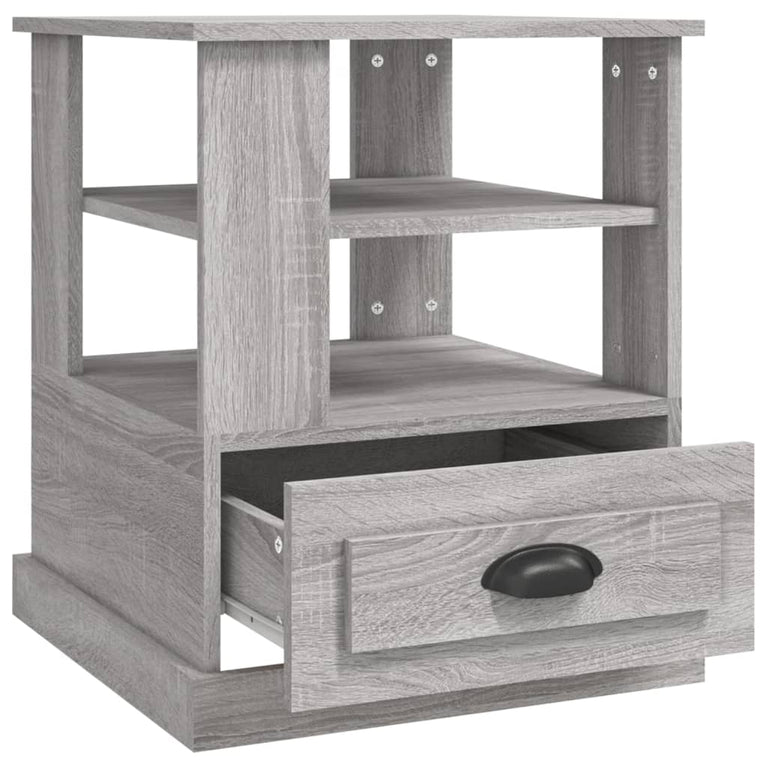 Bijzettafel 50x50x60 cm bewerkt hout grijs sonoma eikenkleurig MeubelReus