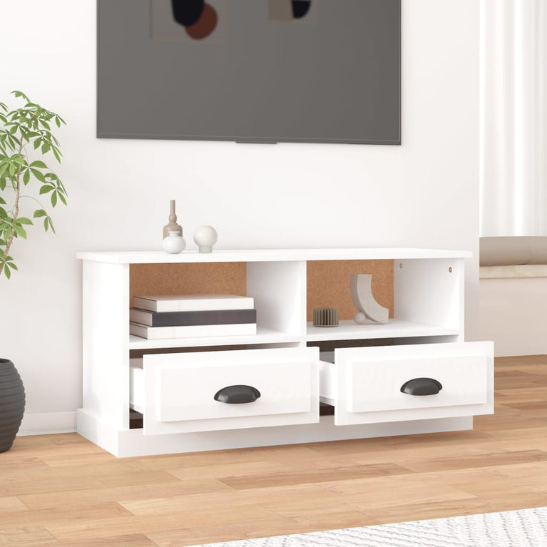 Tv-meubel 93x35,5x45 cm bewerkt hout hoogglans wit MeubelReus