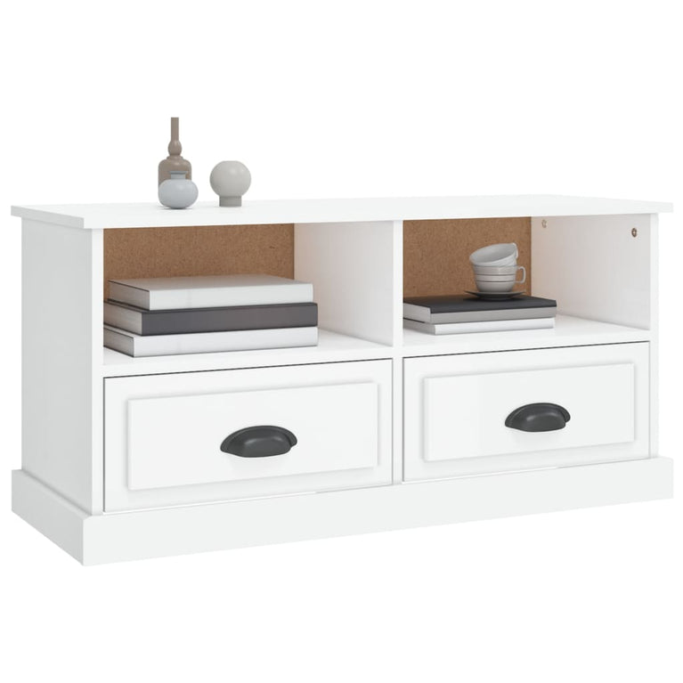 Tv-meubel 93x35,5x45 cm bewerkt hout hoogglans wit MeubelReus