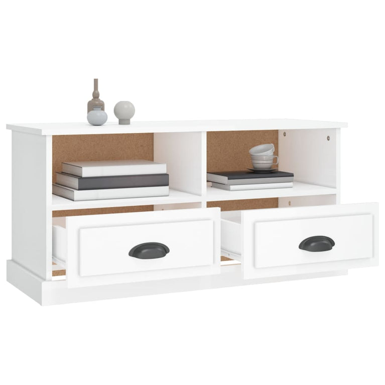 Tv-meubel 93x35,5x45 cm bewerkt hout hoogglans wit MeubelReus