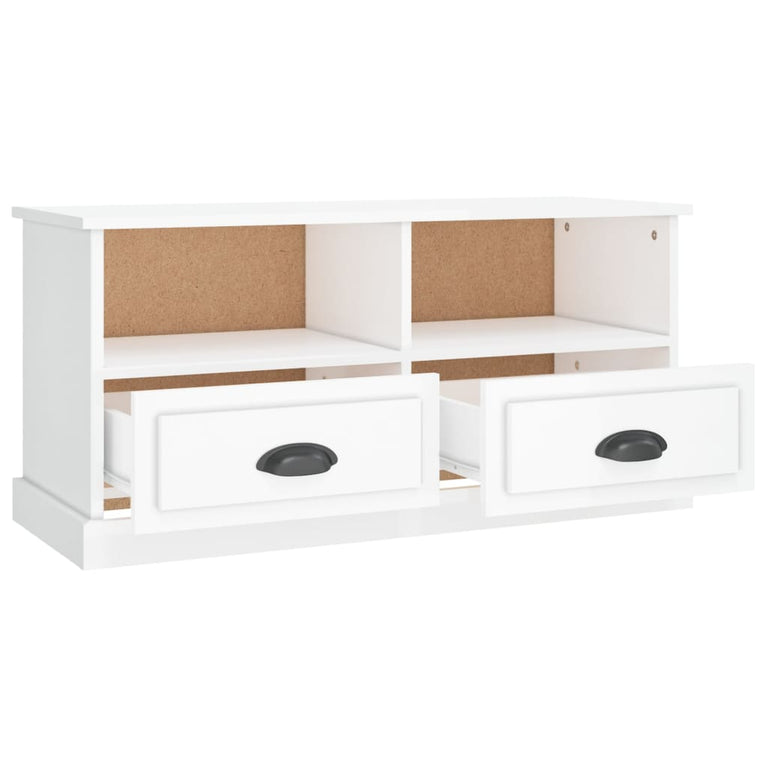 Tv-meubel 93x35,5x45 cm bewerkt hout hoogglans wit MeubelReus