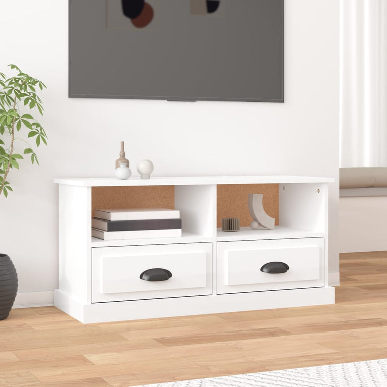 Tv-meubel 93x35,5x45 cm bewerkt hout hoogglans wit MeubelReus